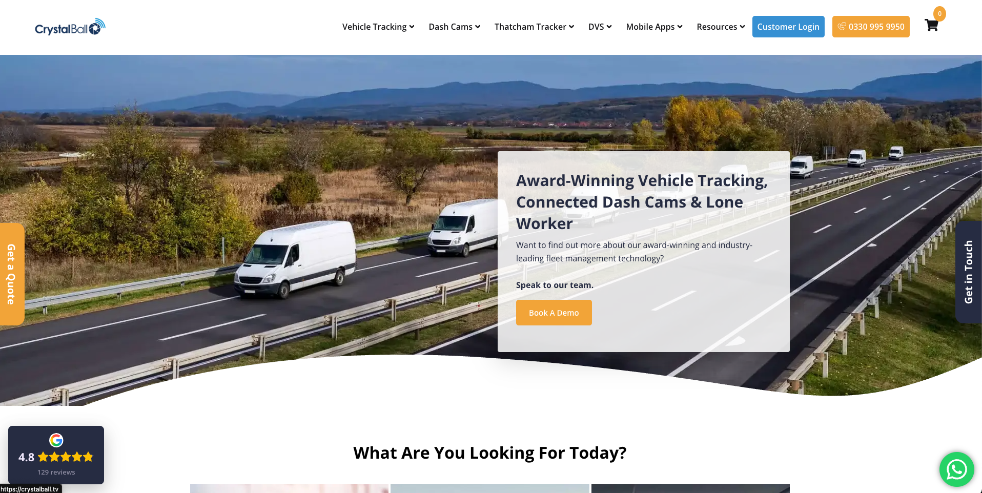 Crystal Ball fleet camera and tracking homepage